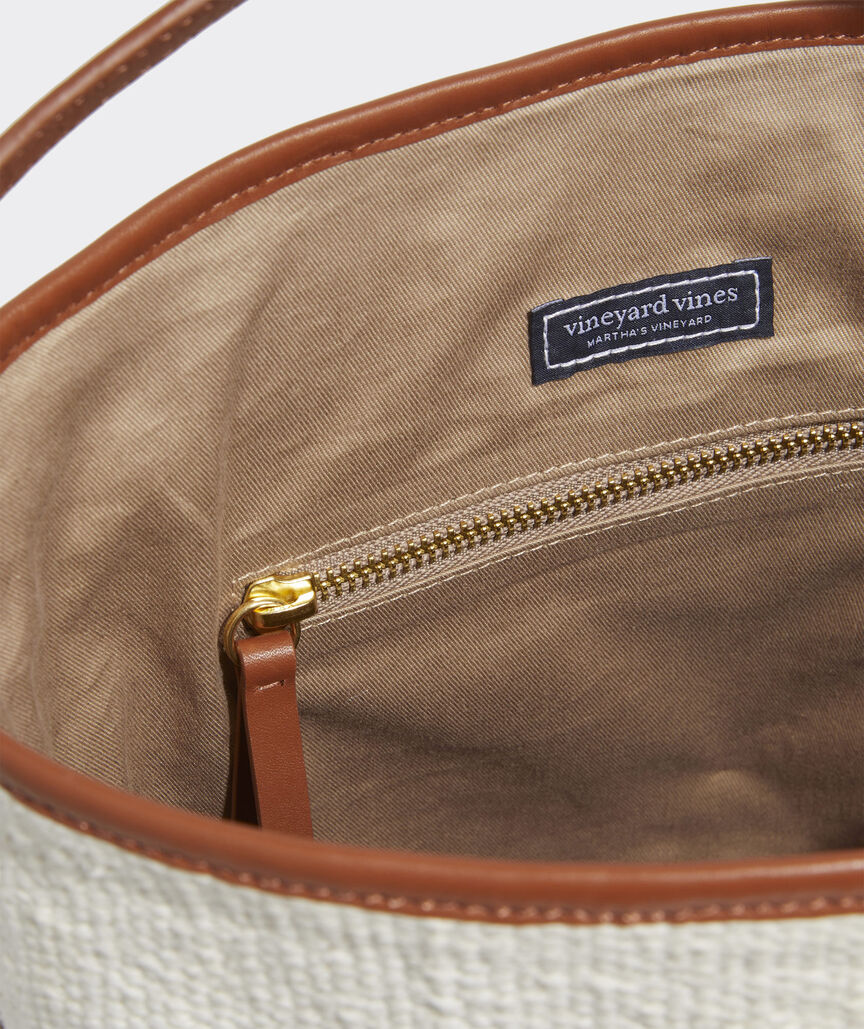Leather-trimmed Canvas Bucket Bag