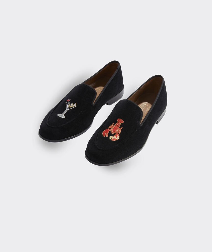 Stubbs & Wootton Velvet Embroidered Accent Loafers - Blue Flats, Shoes -  WWS30346