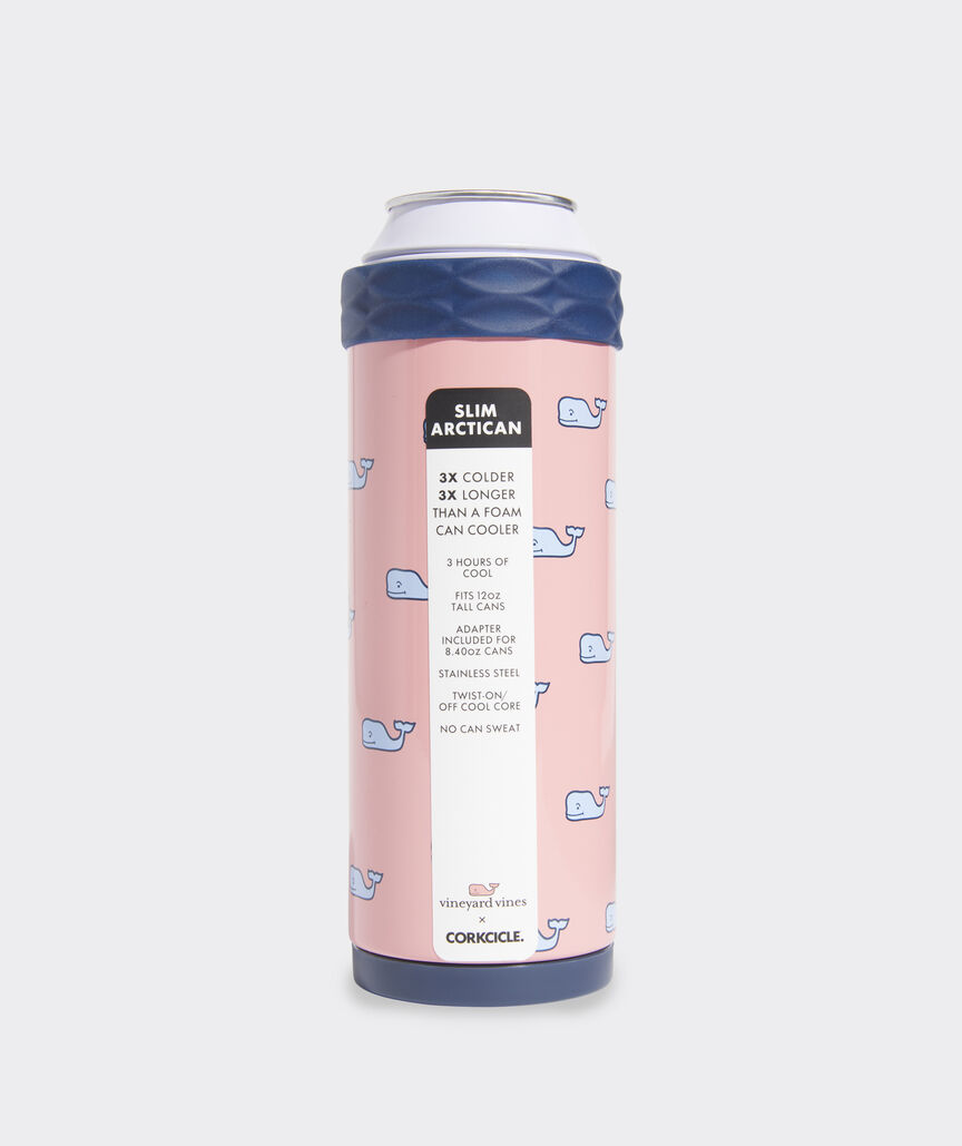 Corkcicle Slim Arctican Insulated Can Koozie - White / Pink , 2.25 x 6.25