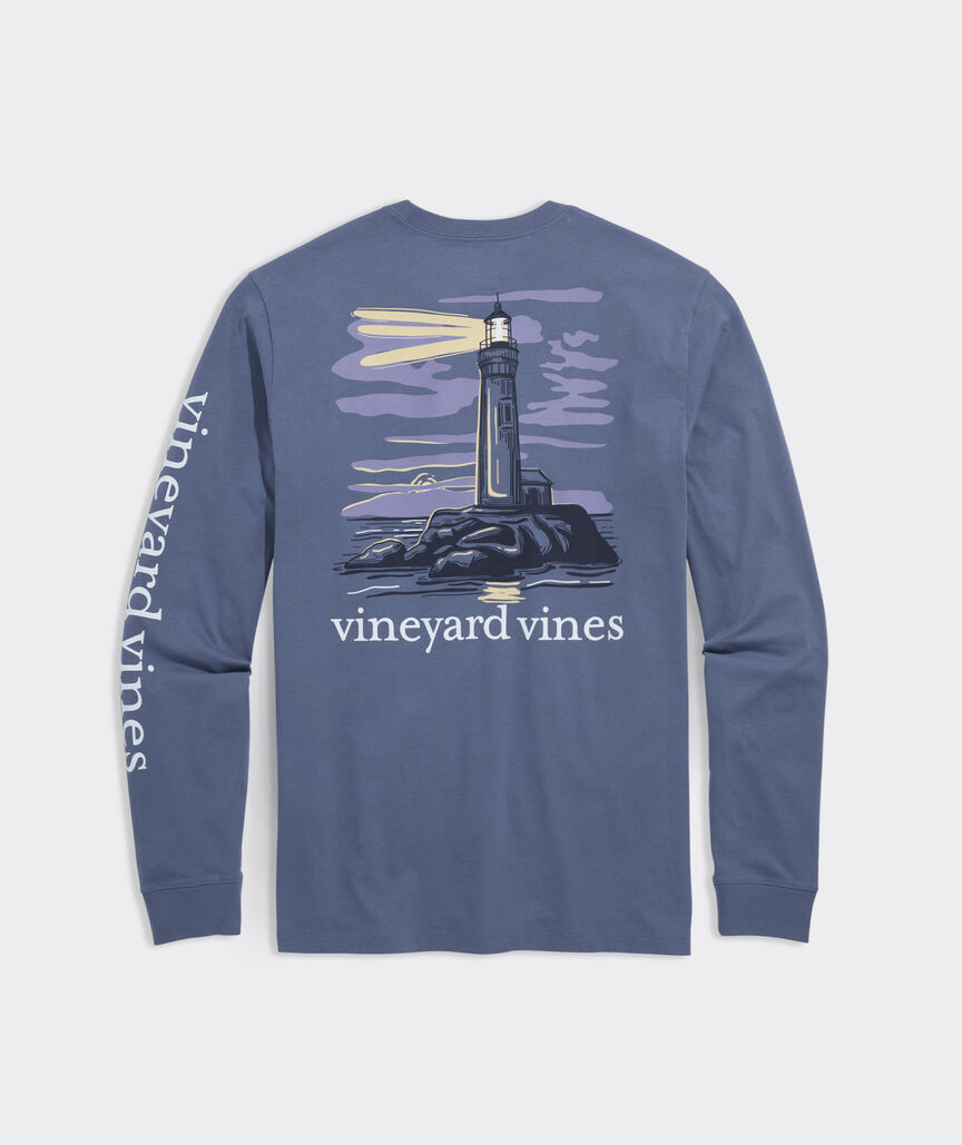 Lighthouse At Dusk Long-Sleeve Pocket Tee