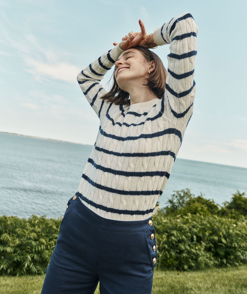 Cashmere Classic Cable Crewneck Sweater