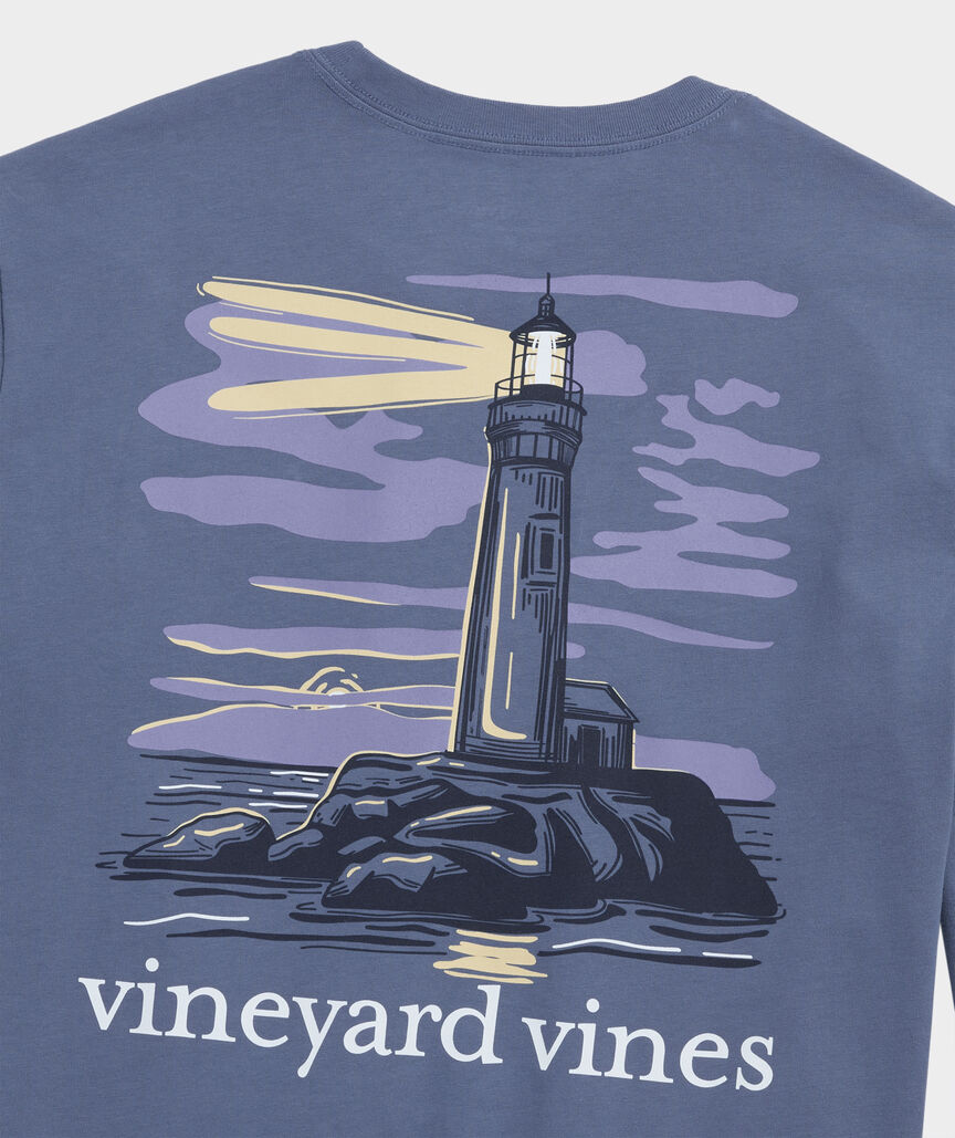 Lighthouse At Dusk Long-Sleeve Pocket Tee