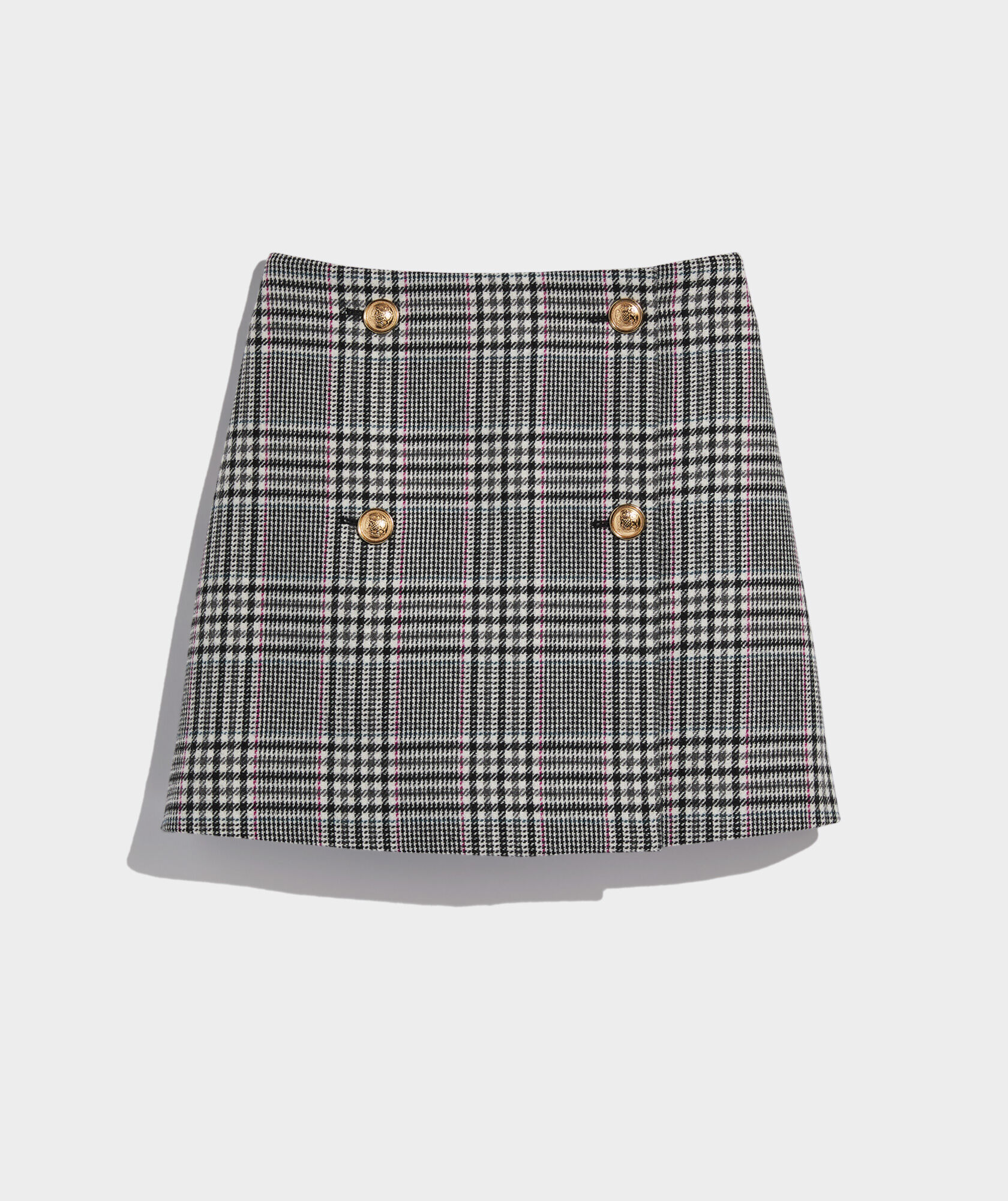 Wool Button-Front Mini Skirt