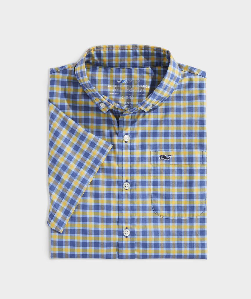 Boys' On-The-Go brrrº Short-Sleeve Gingham Shirt