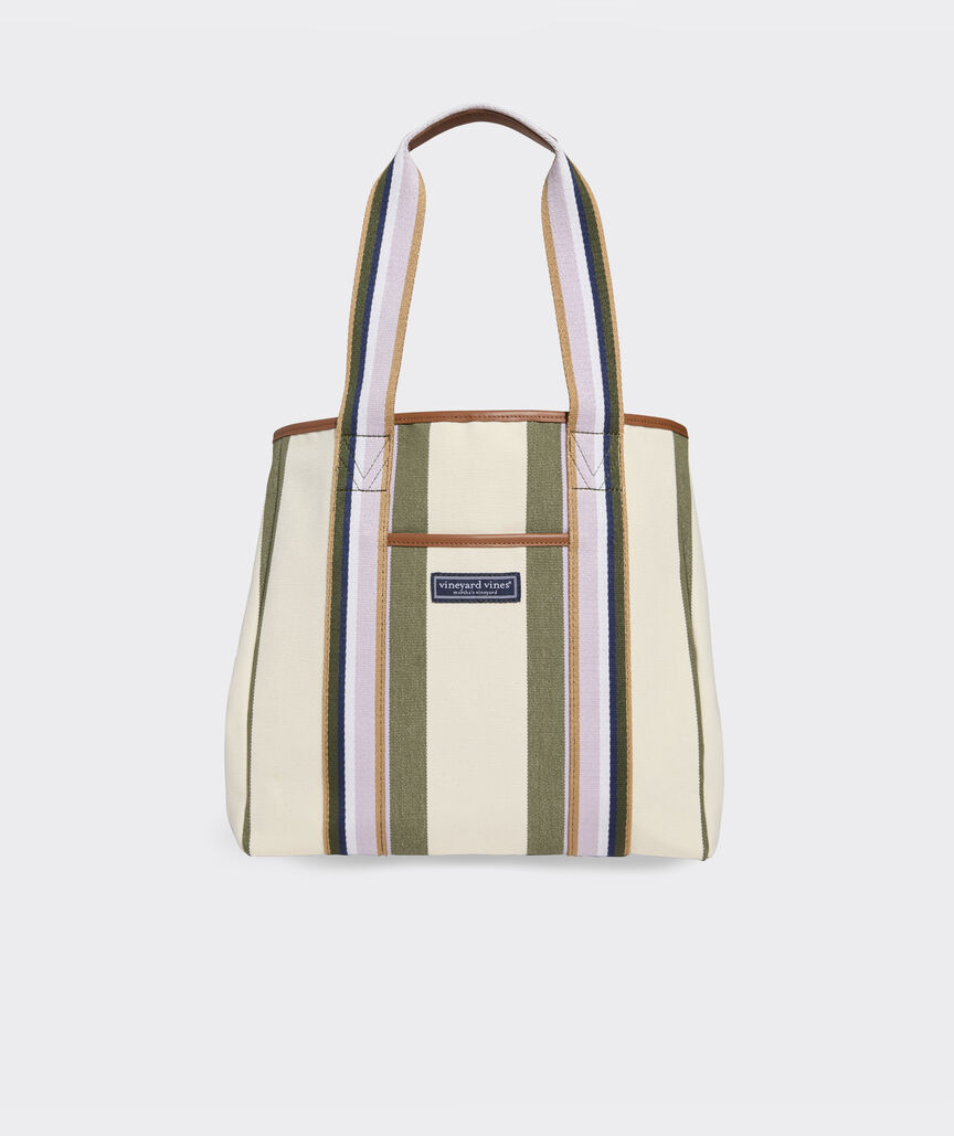 Striped Snap Tote