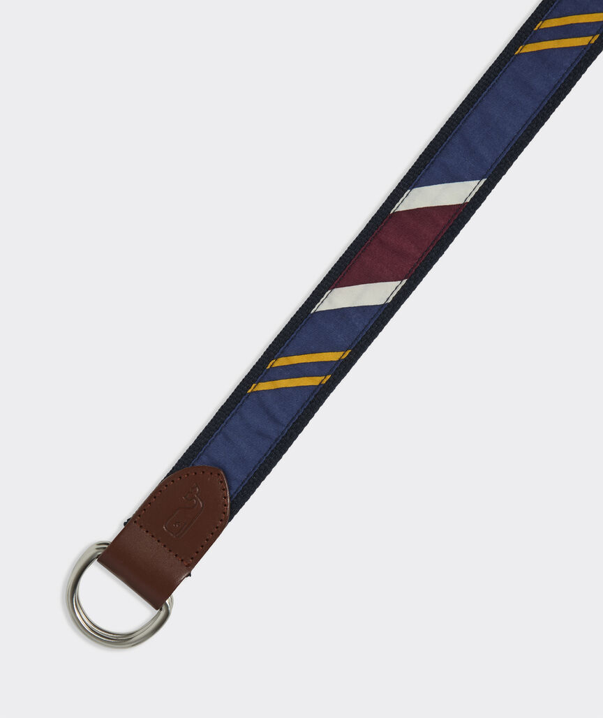 Varsity Stripe Silk Trim D-Ring Belt