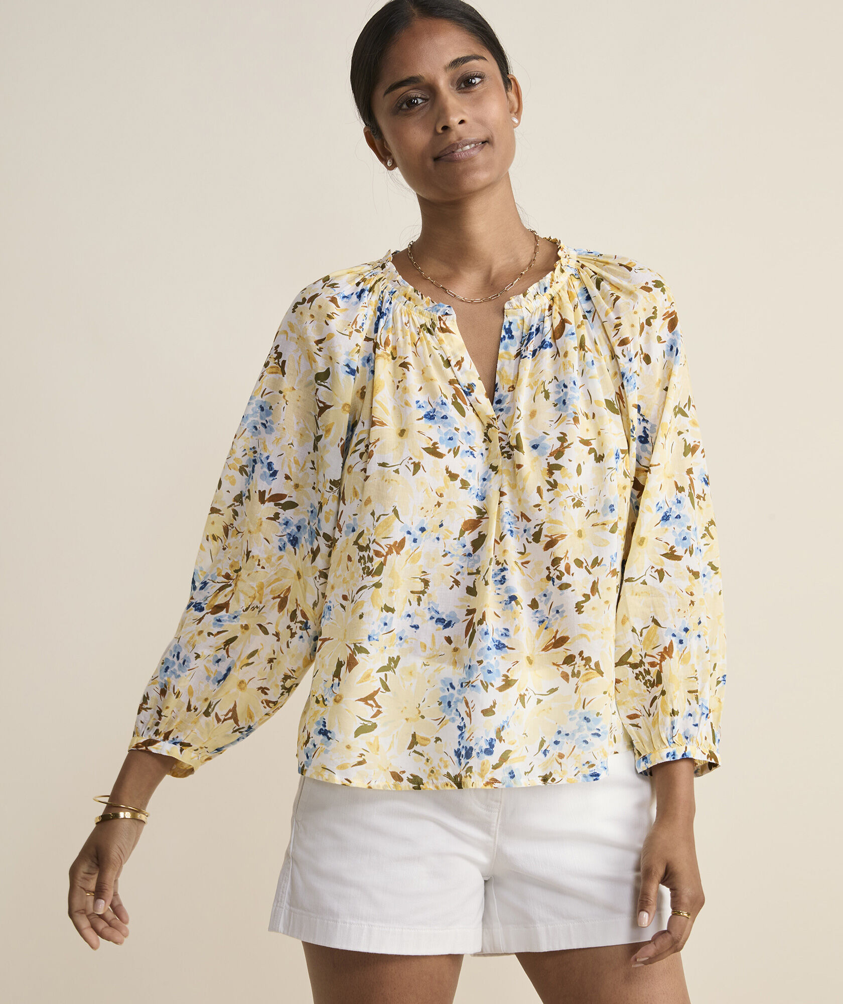 Ruffle V-Neck Blouse