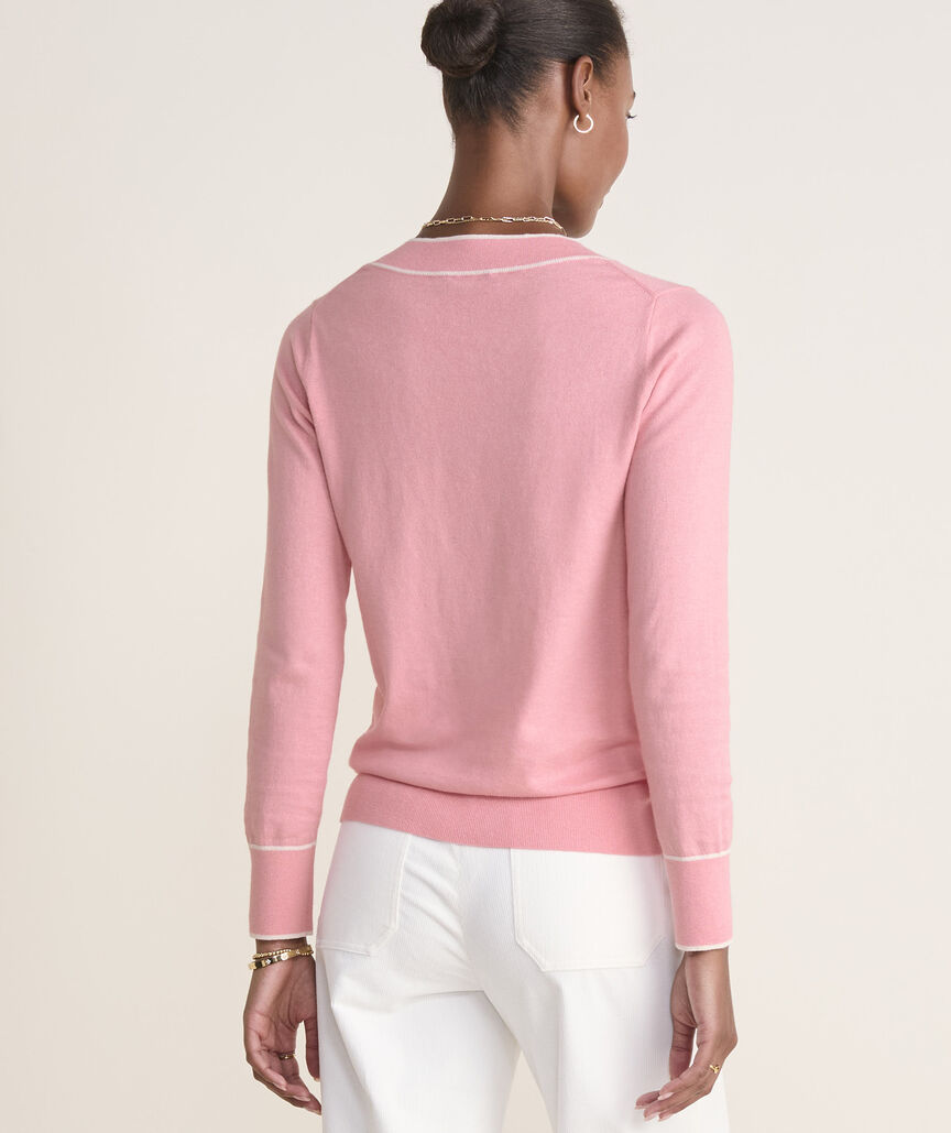 Cotton Cashmere Heritage Tipped V-Neck