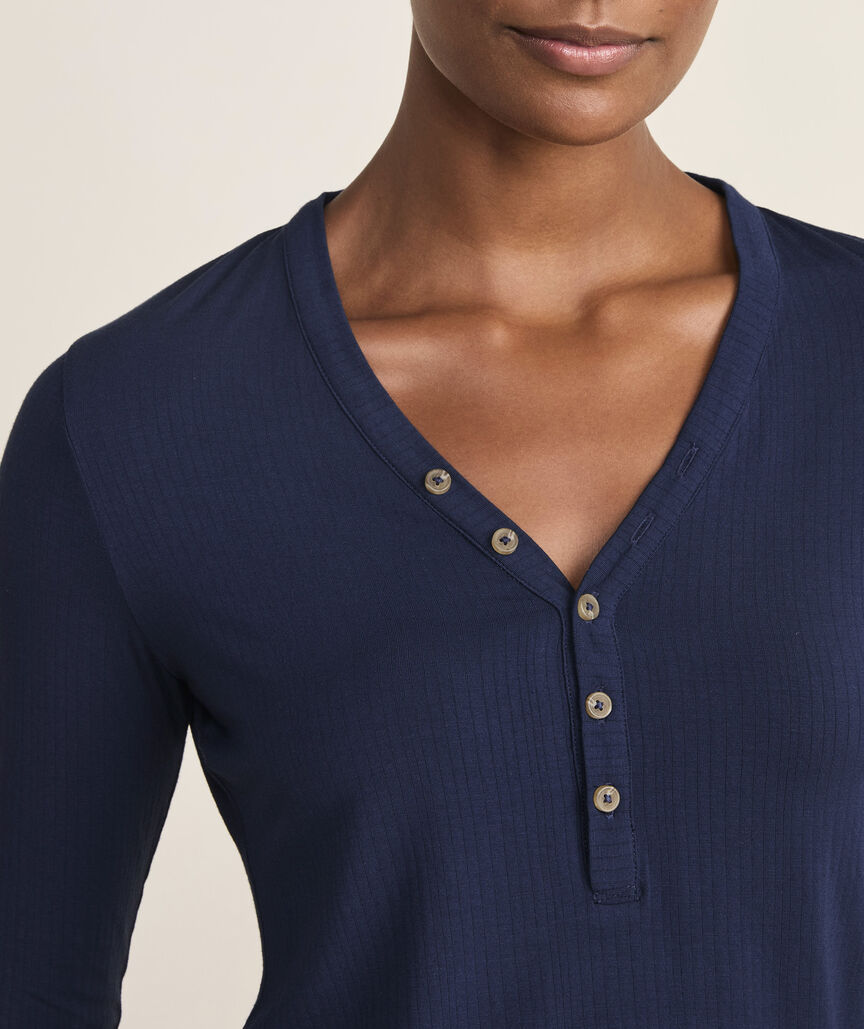 Slinky Ribbed Knit Henley