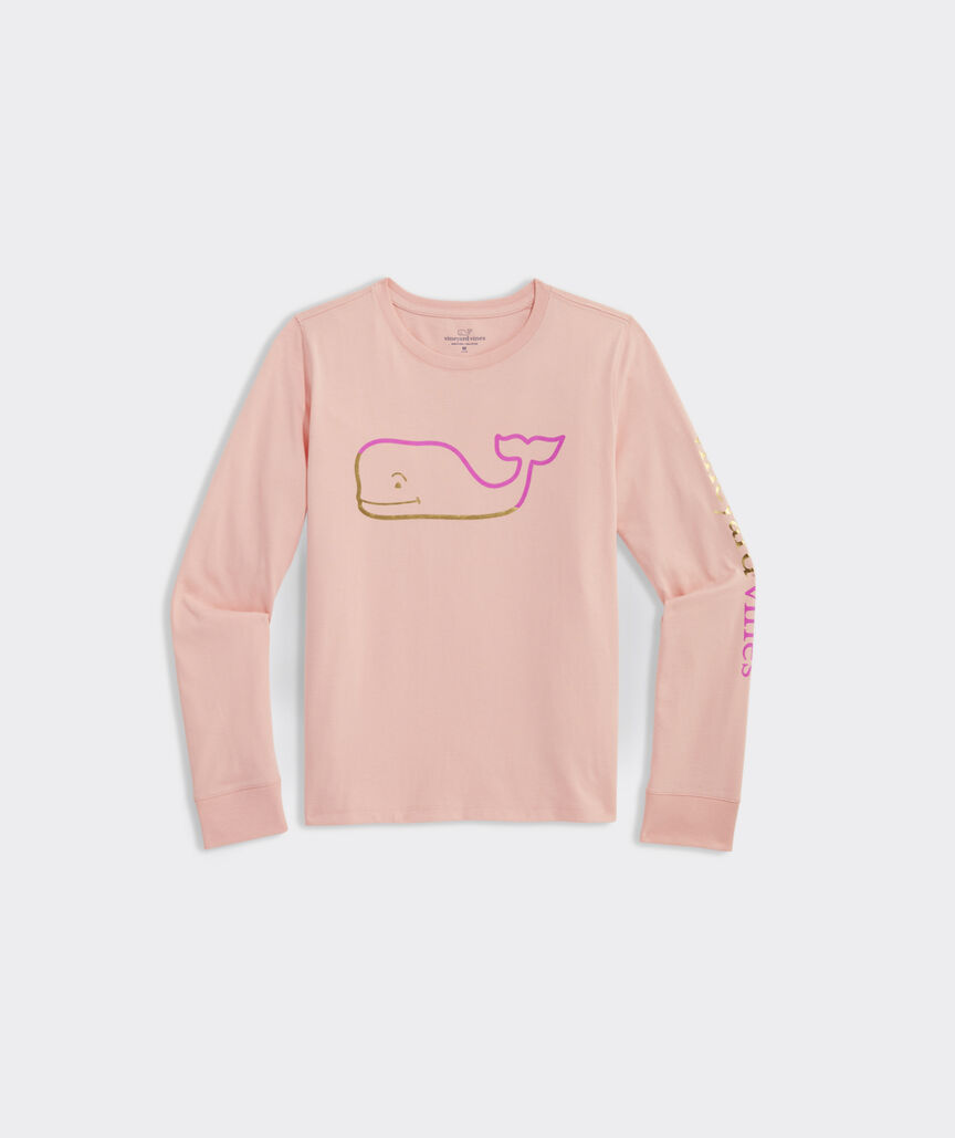 Girls' Foil Burgee Whale Long-Sleeve Tee