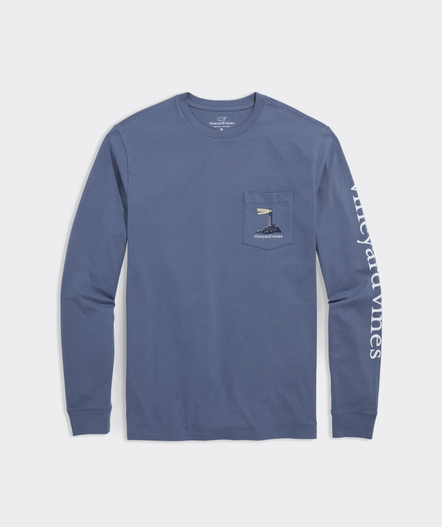 Lighthouse At Dusk Long-Sleeve Pocket Tee