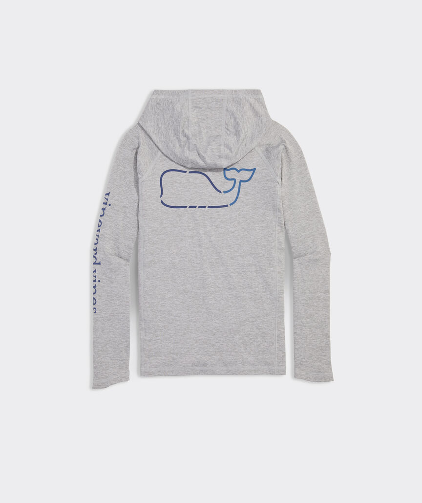 Boys' On-The-Go Whale Outline Long-Sleeve Harbor Performance Hoodie Tee