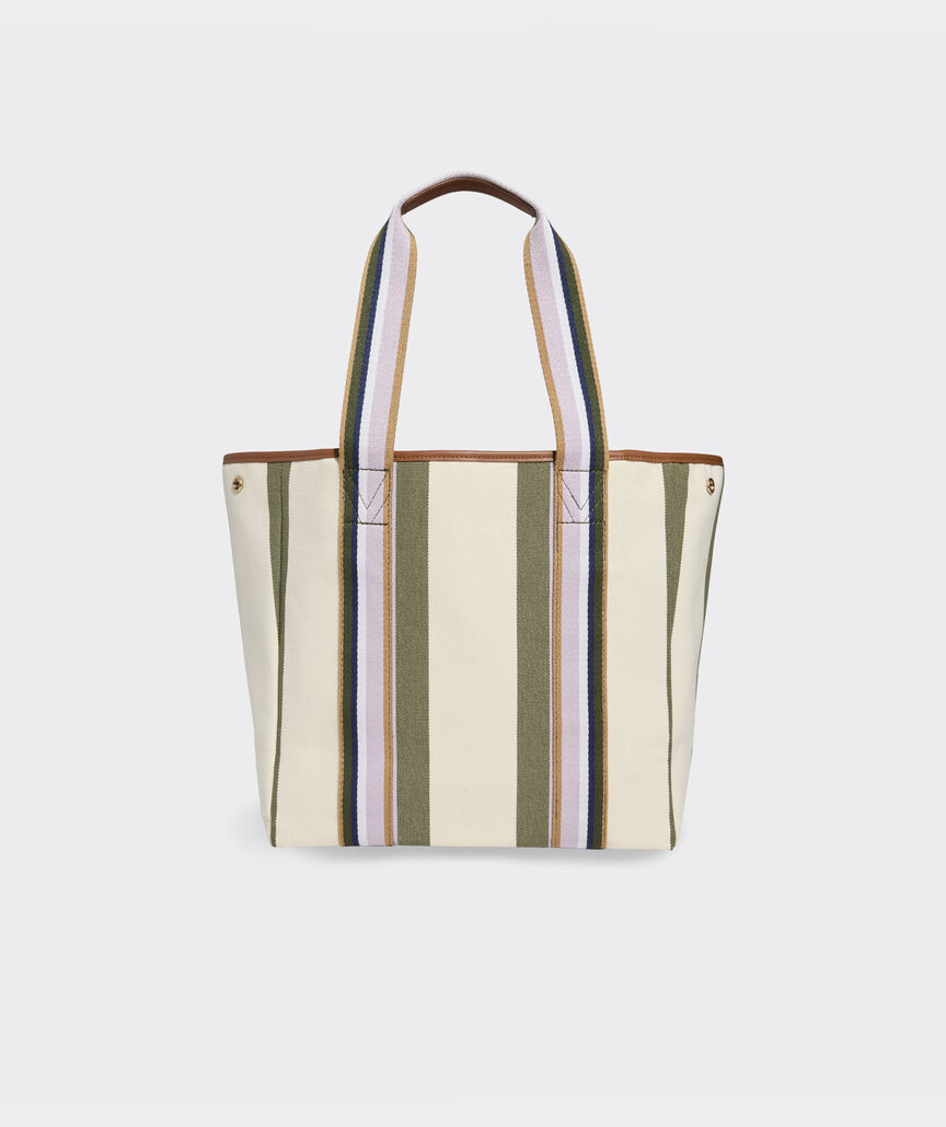 Striped Snap Tote