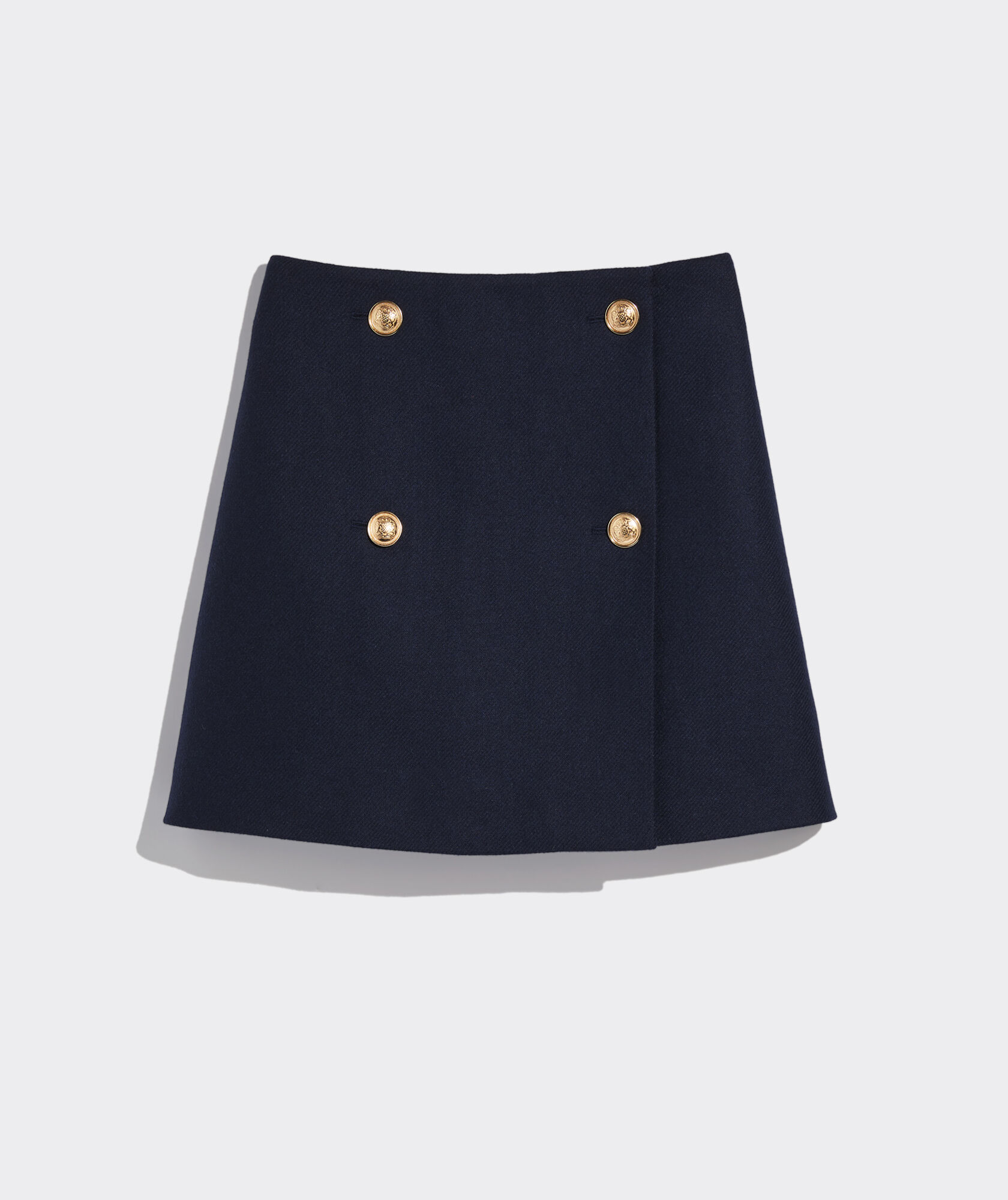 Wool Button-Front Mini Skirt