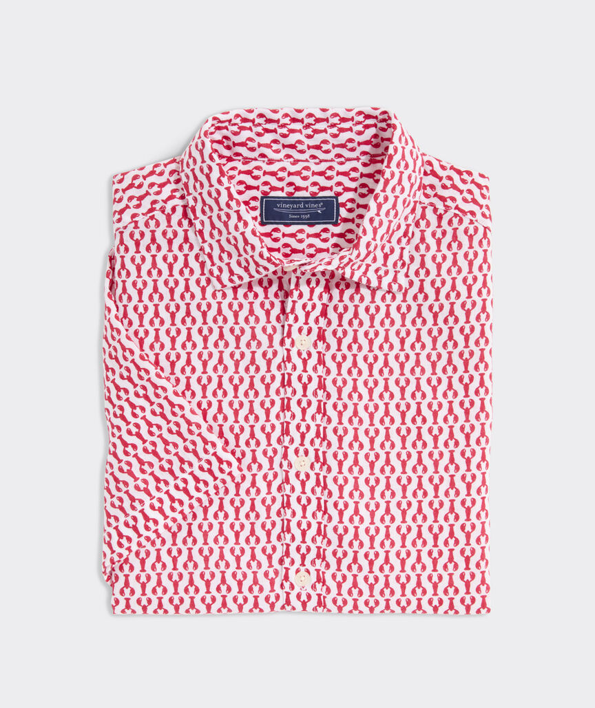 Linen Short-Sleeve Micro Lobsters Shirt