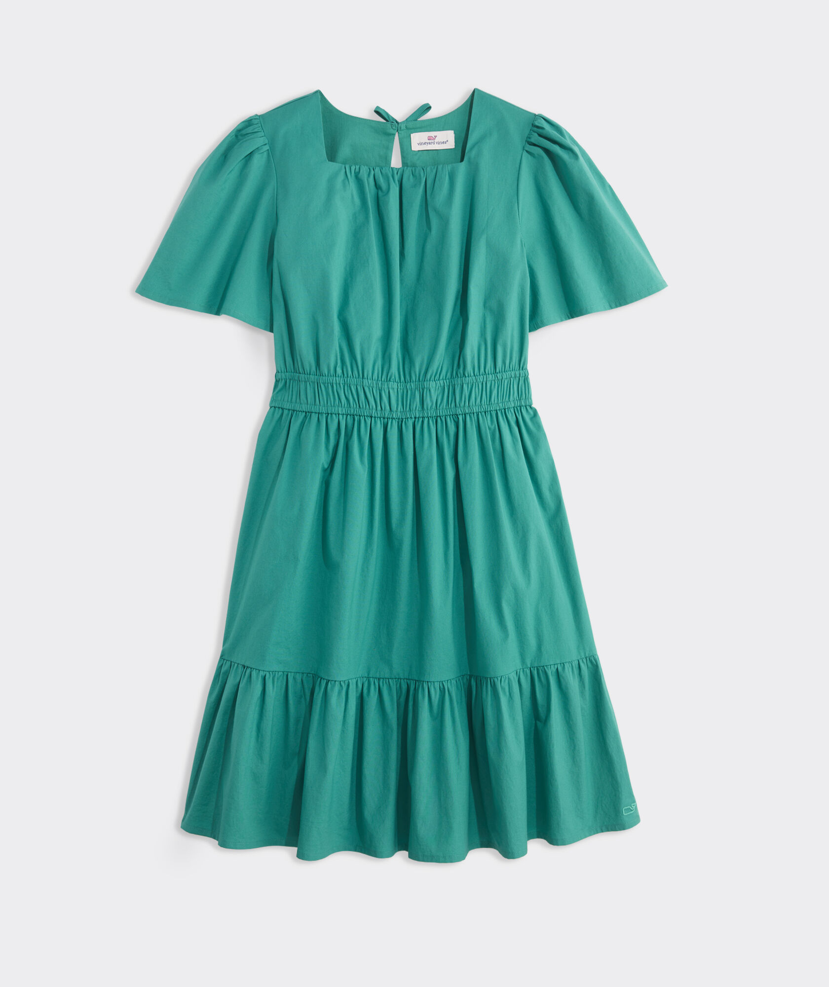 Girls' Flutter-Sleeve Poplin Dress