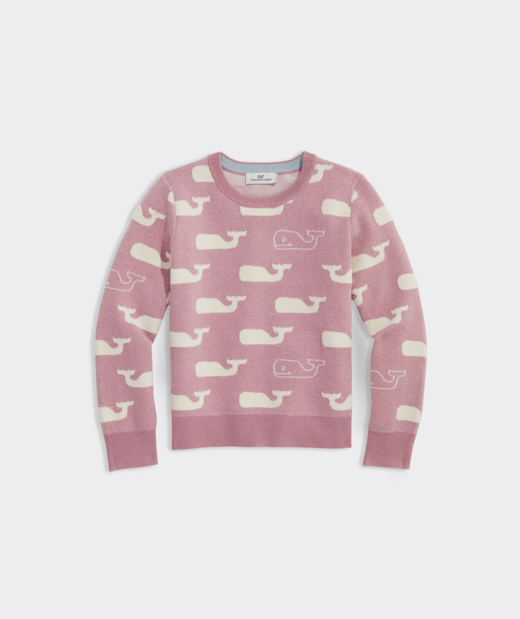 Girls' Whale Intarsia Crewneck Sweater