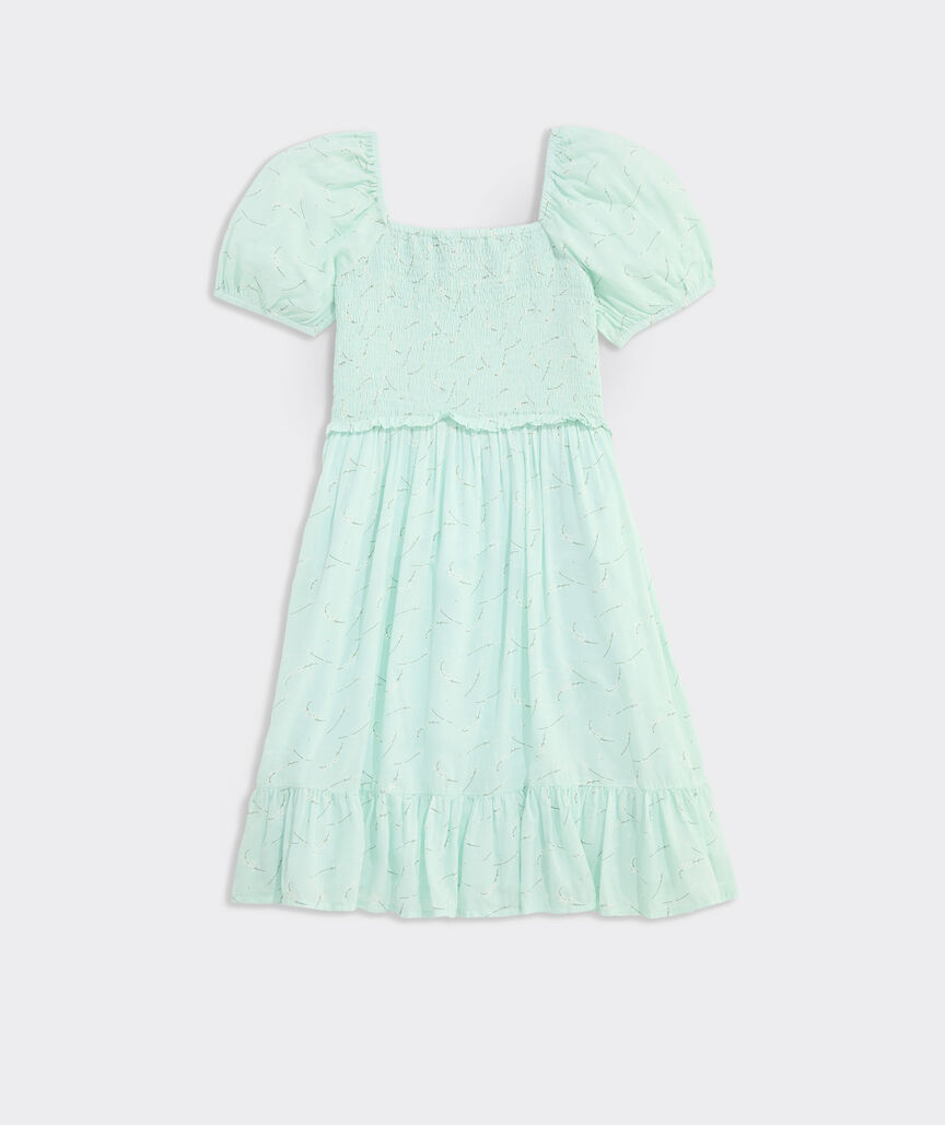 Girls' Smocked Puff-Sleeve Dress