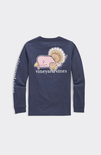 Vineyard Vines Women's Long-Sleeve Sunset Whale Pocket Graphic T-Shirt - Faded