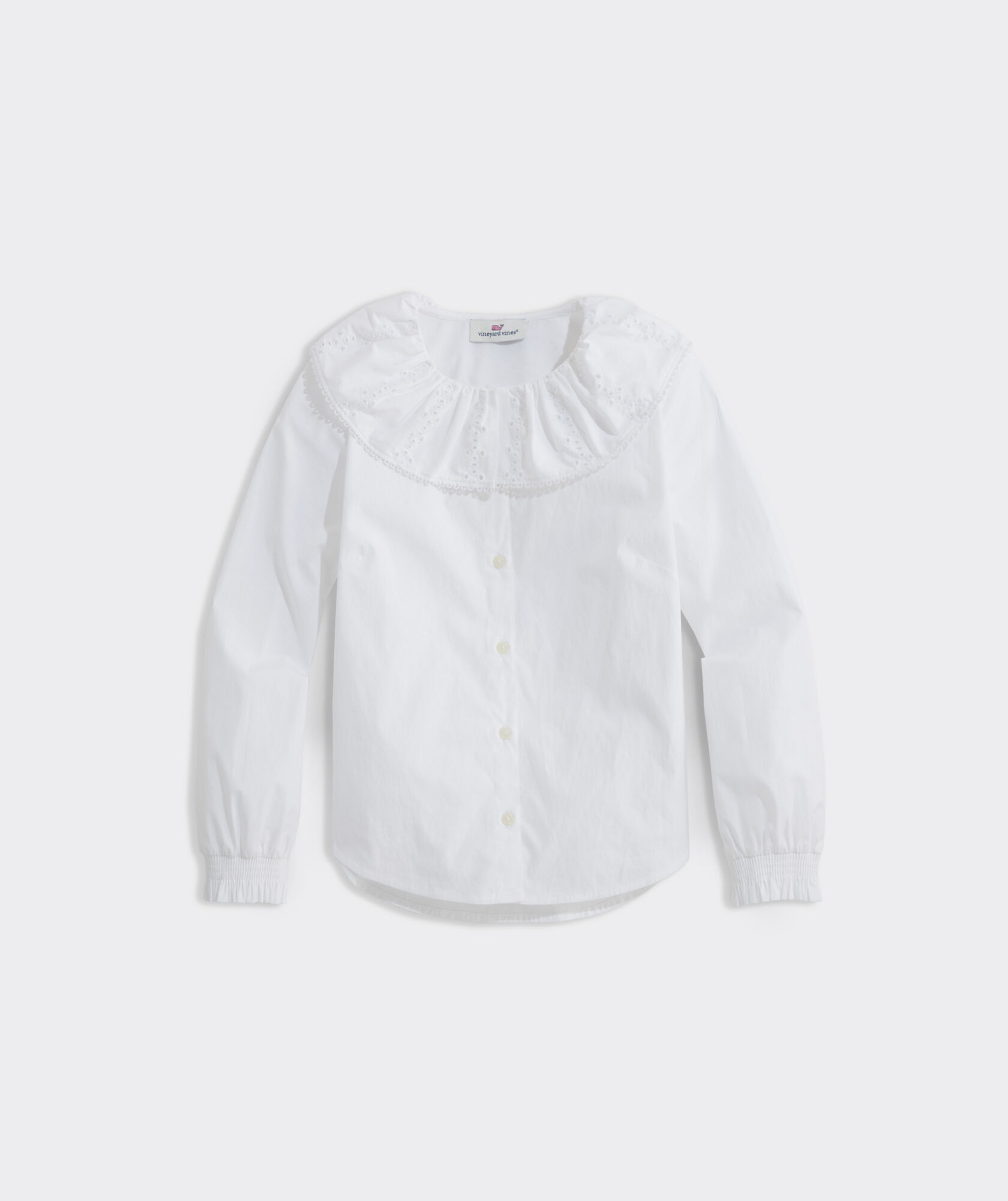 Girls' Ruffle Neck Poplin Shirt