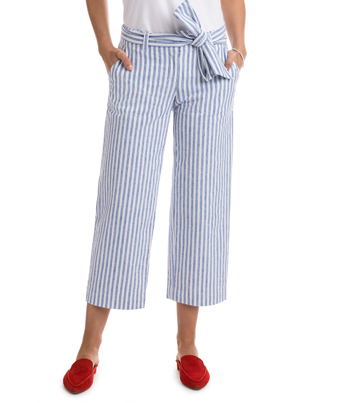 blue and white striped pants womens