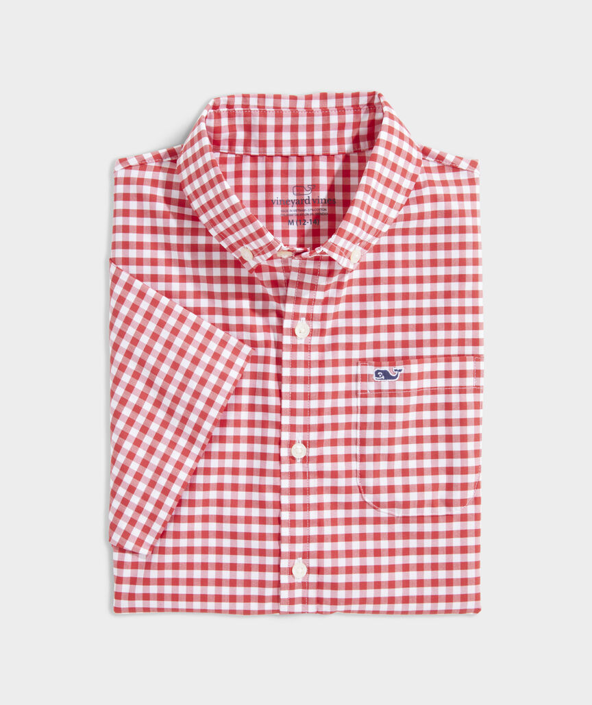 Boys' On-The-Go brrrº Short-Sleeve Gingham Shirt