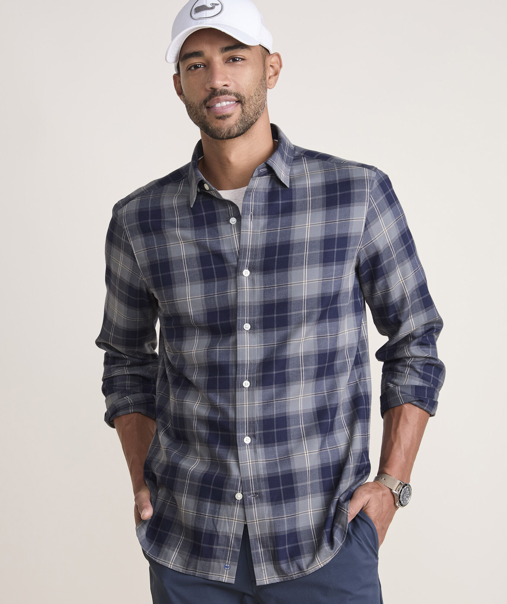 On-The-Go Brushed Twill Plaid Shirt