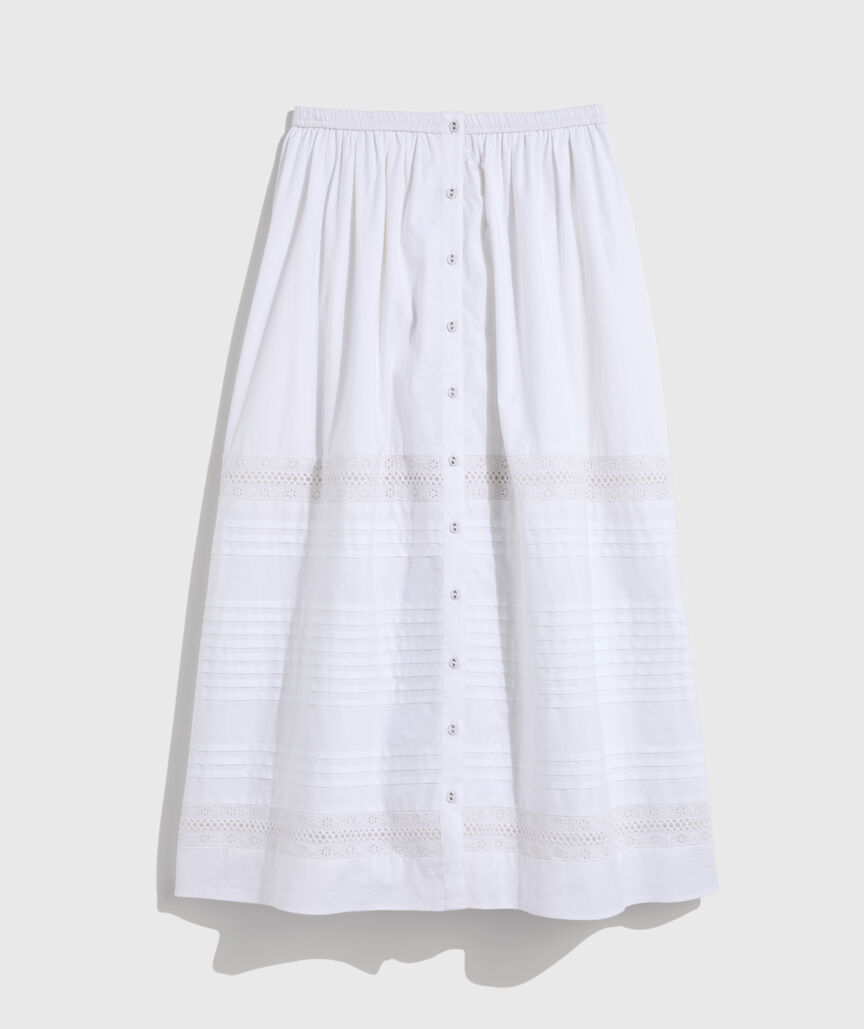 Poplin Lace Midi Skirt