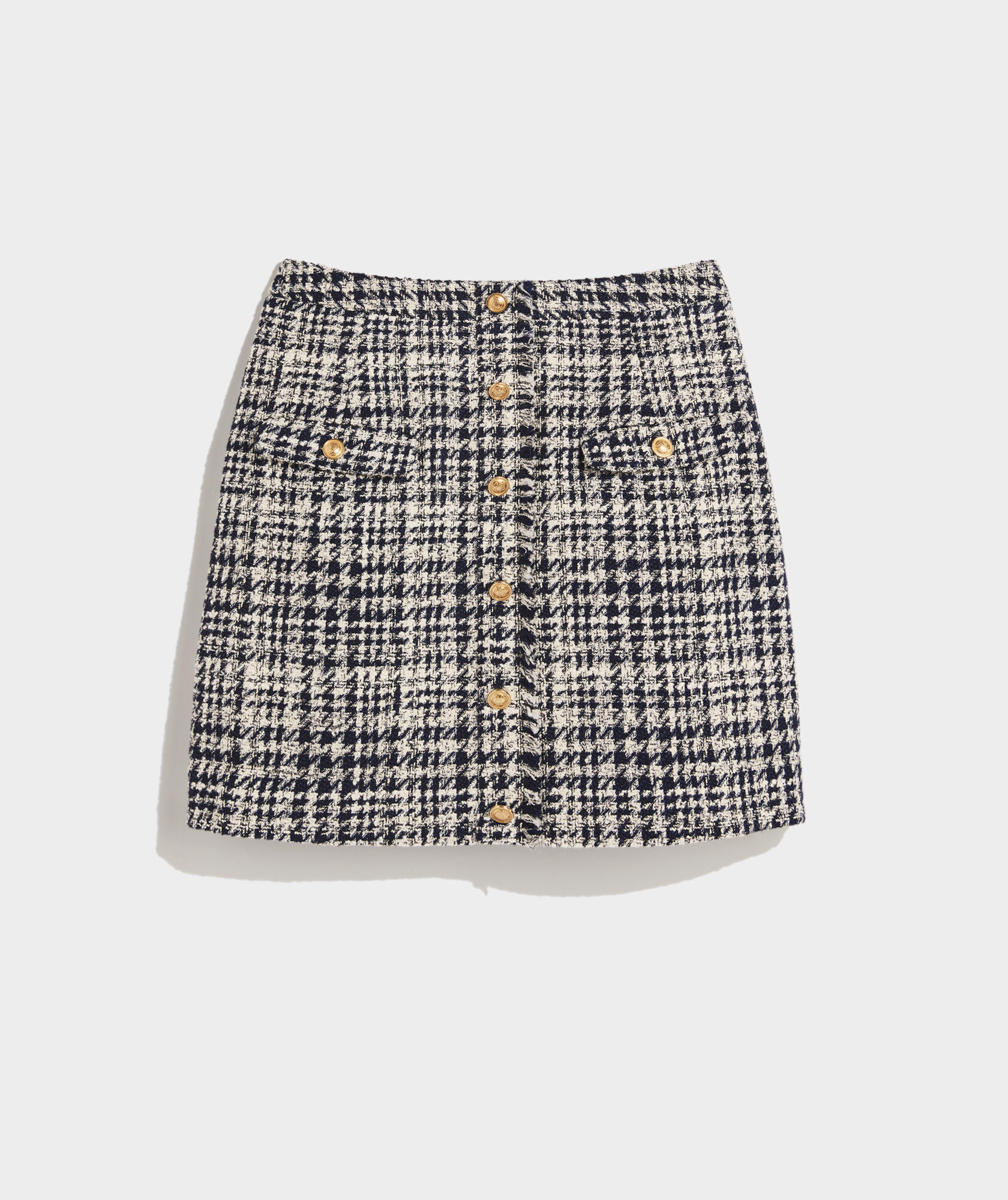 Bouclé Button-Front Mini Skirt