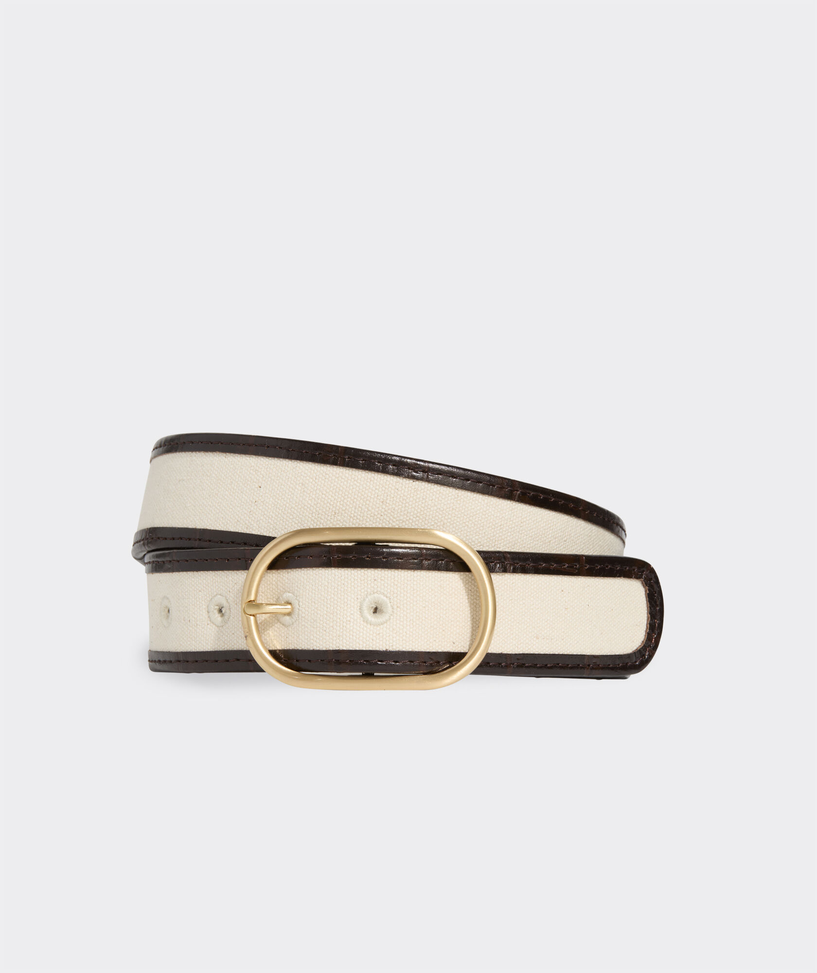 Leather Trim Canvas Belt