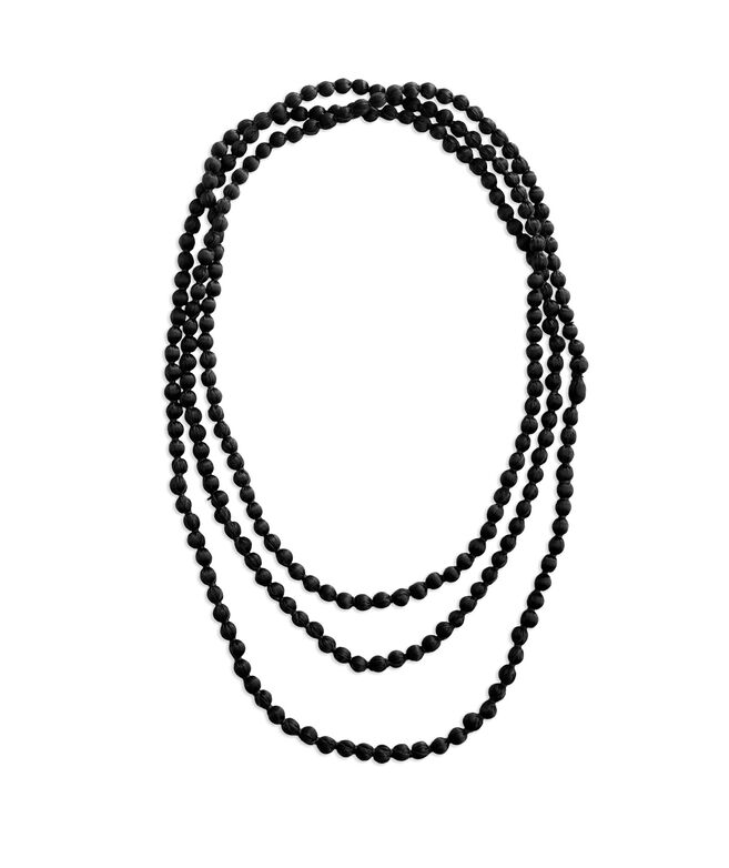 Long Strand Silk Wood Bead Necklace