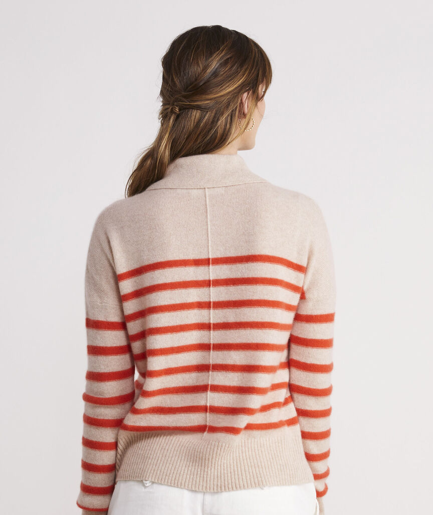 Shop Ribbed Cashmere Stripe Polo Sweater at vineyard vines