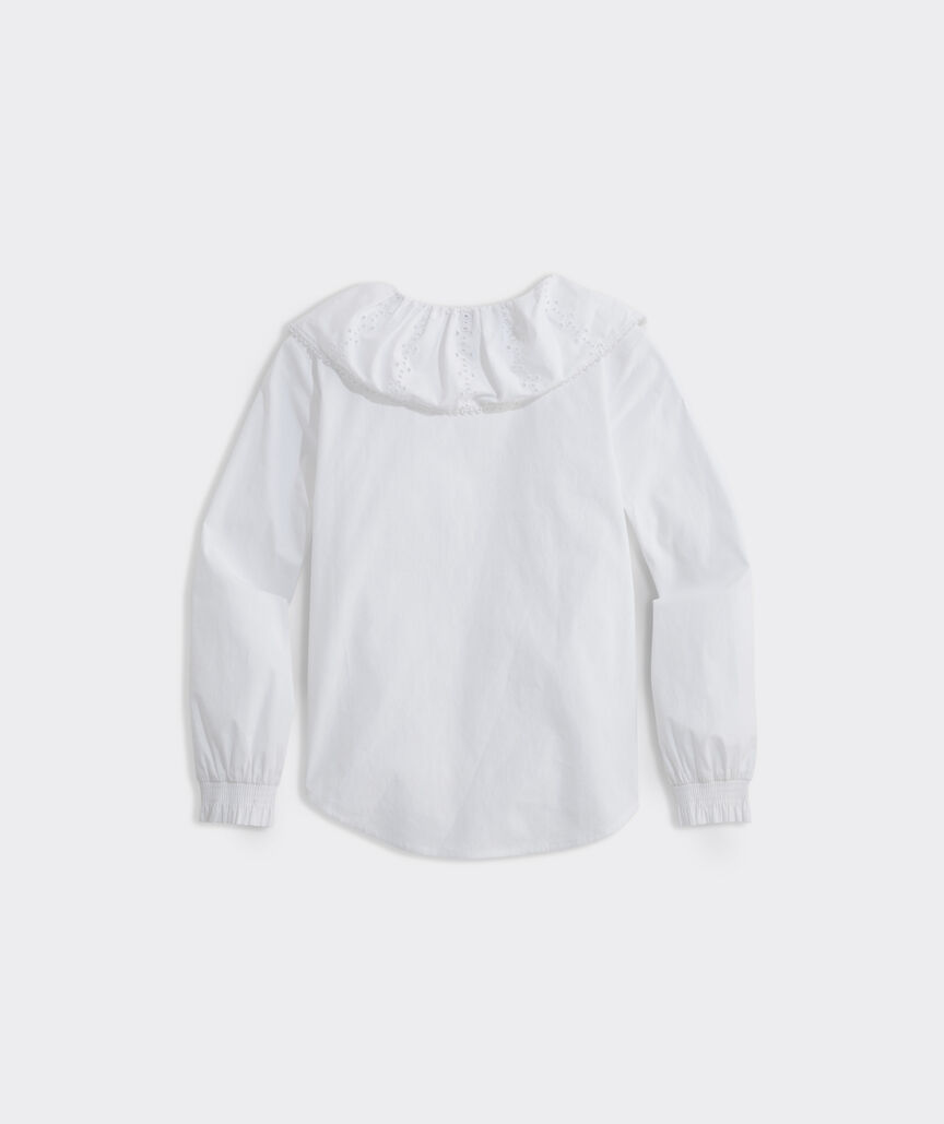 Girls' Ruffle Neck Poplin Shirt