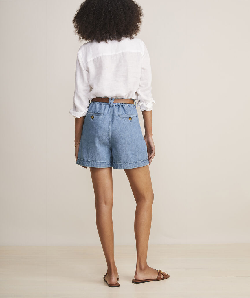 Chambray Pleated Shorts