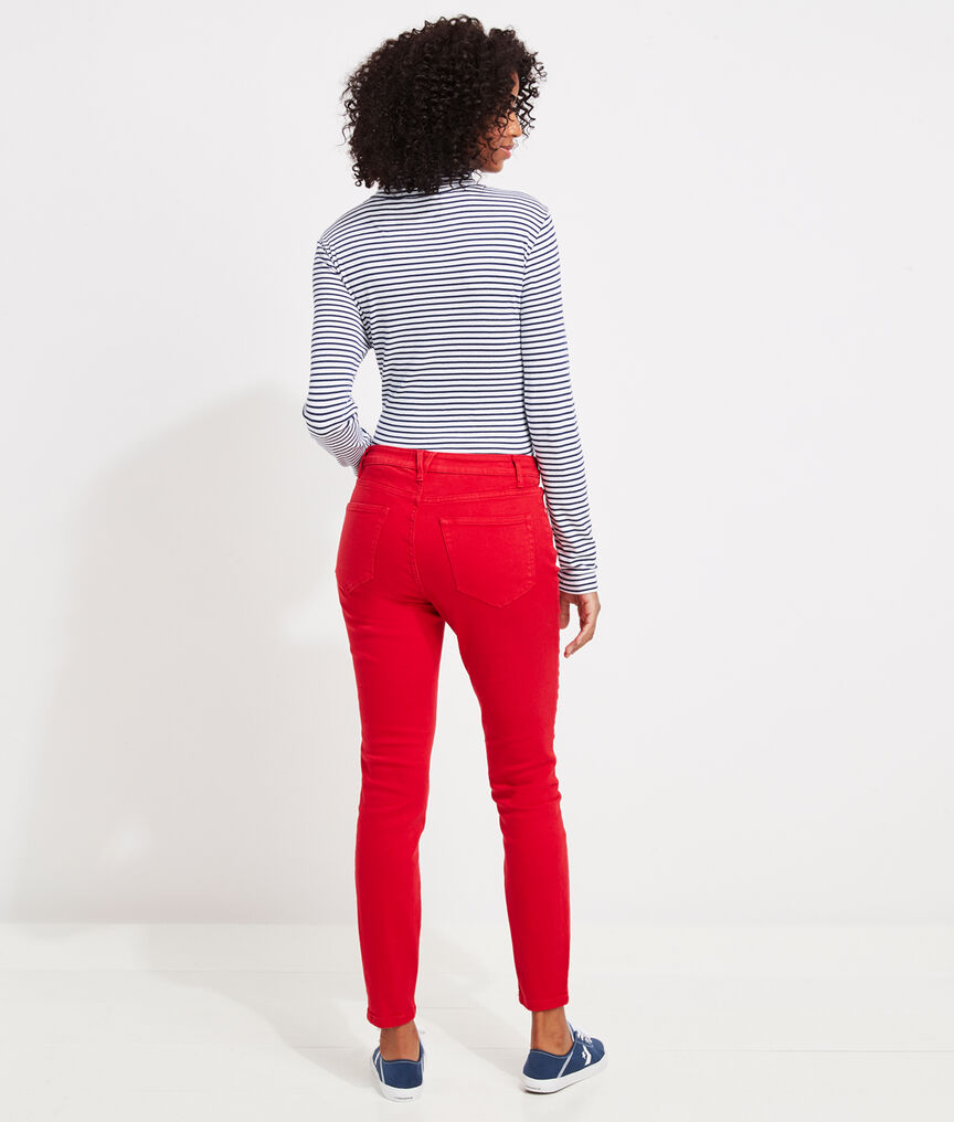 Vineyard Vines Jamie High-Rise Garment-Dyed Jeans (Red Velvet) (Size: 25)