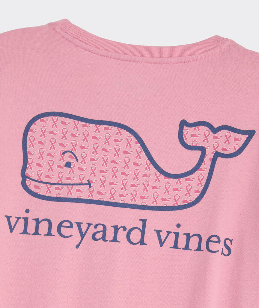 Breast Cancer Awareness Ribbon Whale Long-Sleeve Pocket Tee