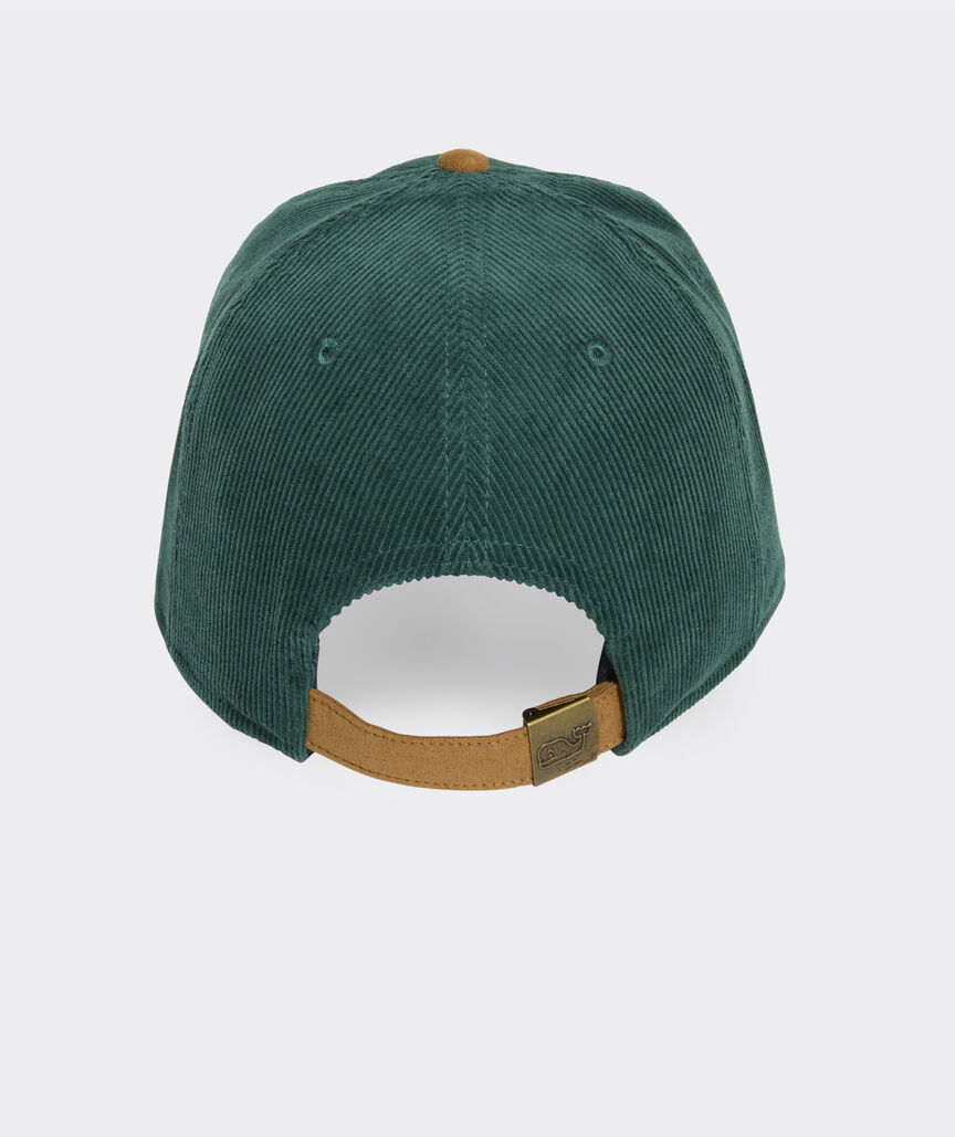 Corduroy & Suede Flat Brim V Patch Hat