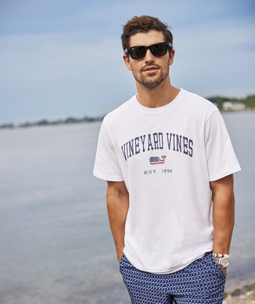 Heritage Wash Vineyard Vines Flag Whale Short-Sleeve Tee