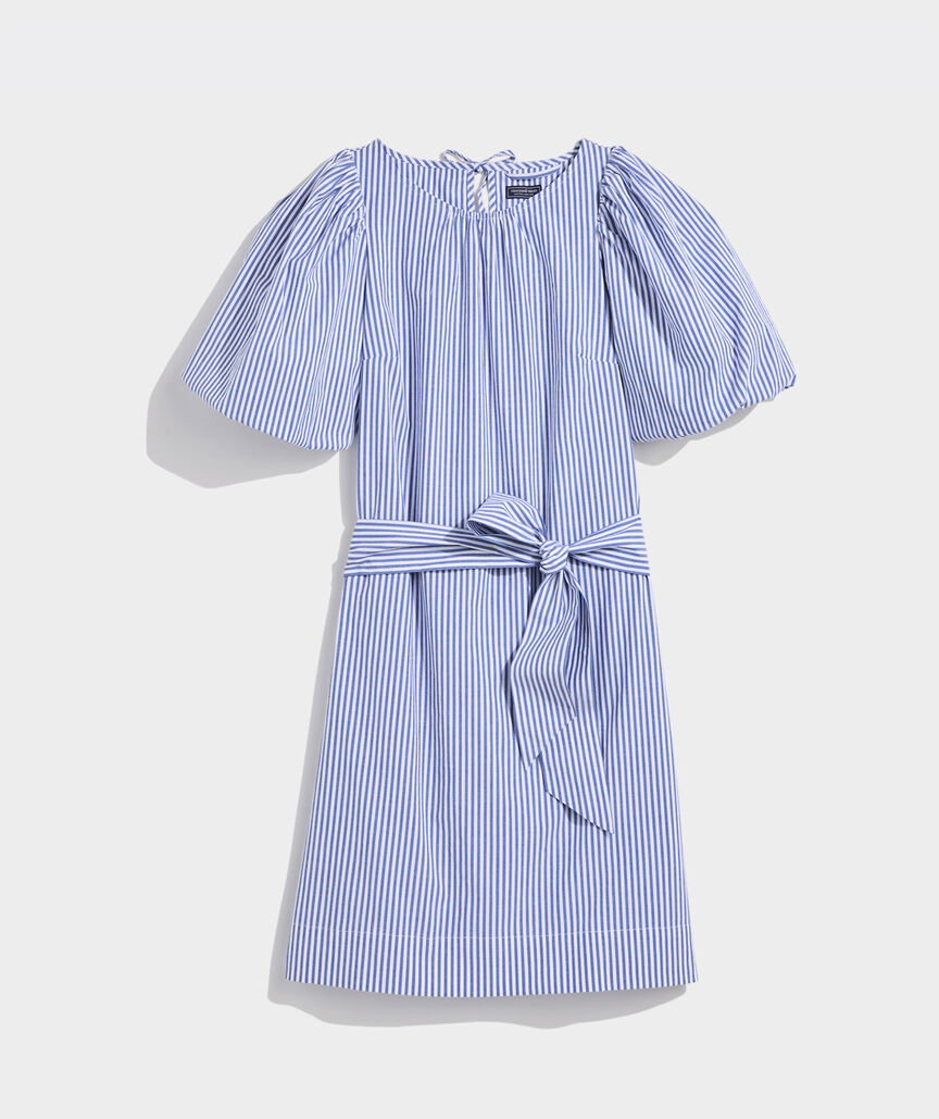 Poplin Puff-Sleeve Shift Dress