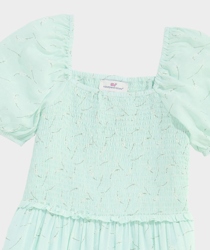 Girls' Smocked Puff-Sleeve Dress