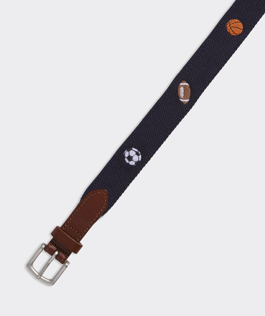 Boys Multi Sport Embroidered Canvas Club Belt