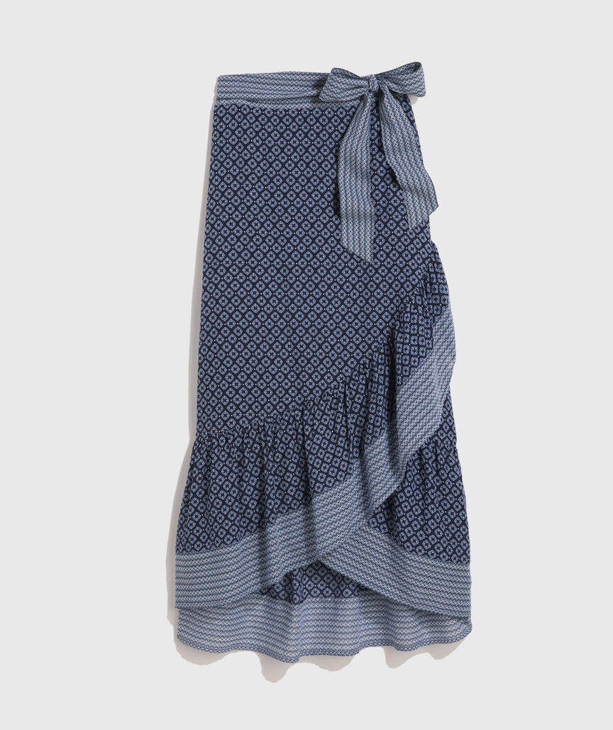 Blue Katama Tile Maxi Skirt