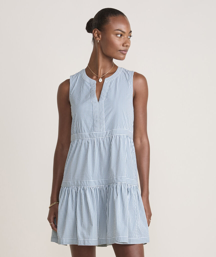 Harbor Seersucker Tiered Dress