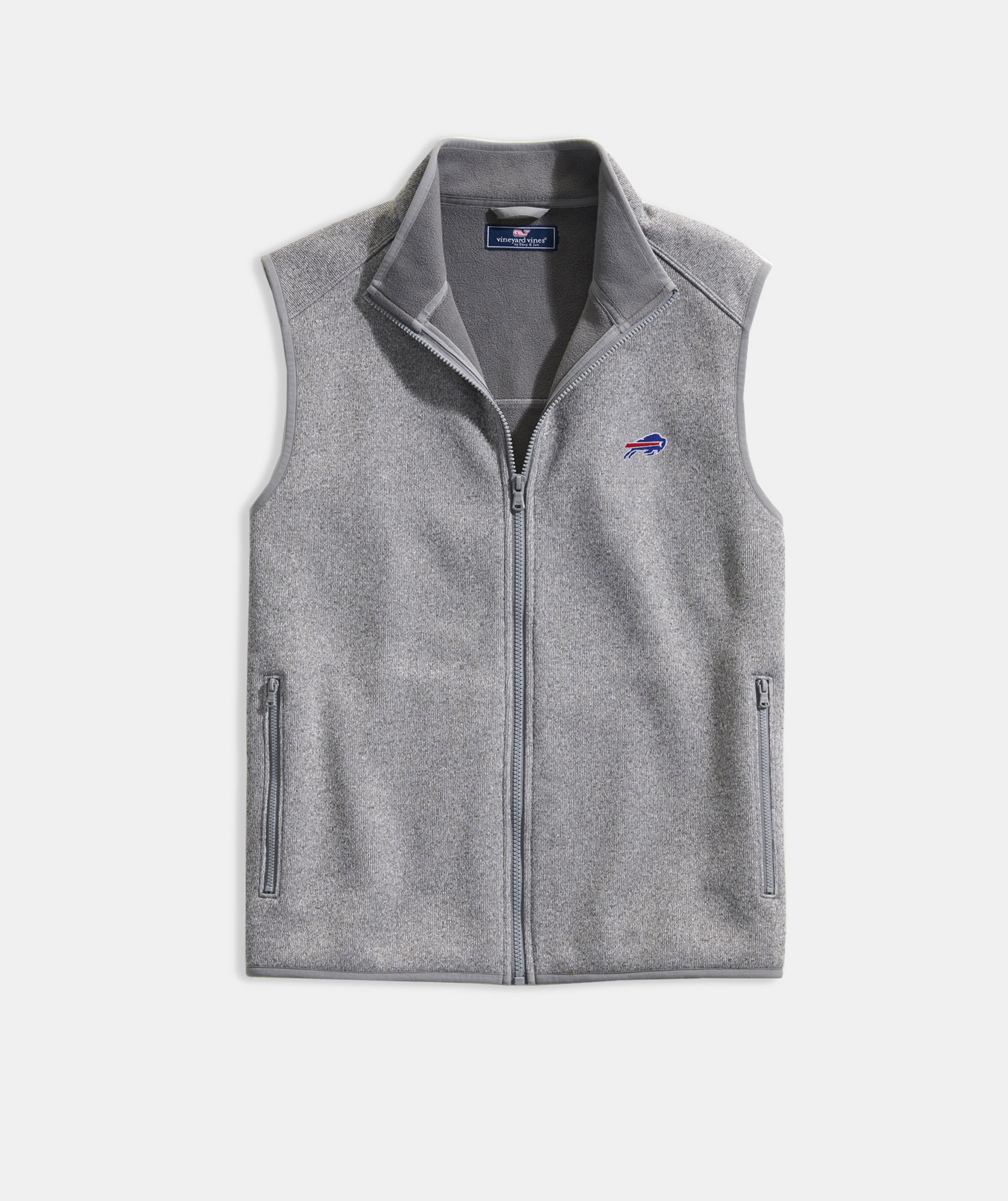 Shop Mens Mountain Sweater Fleece Vest - Buffalo Bills at vineyard vines