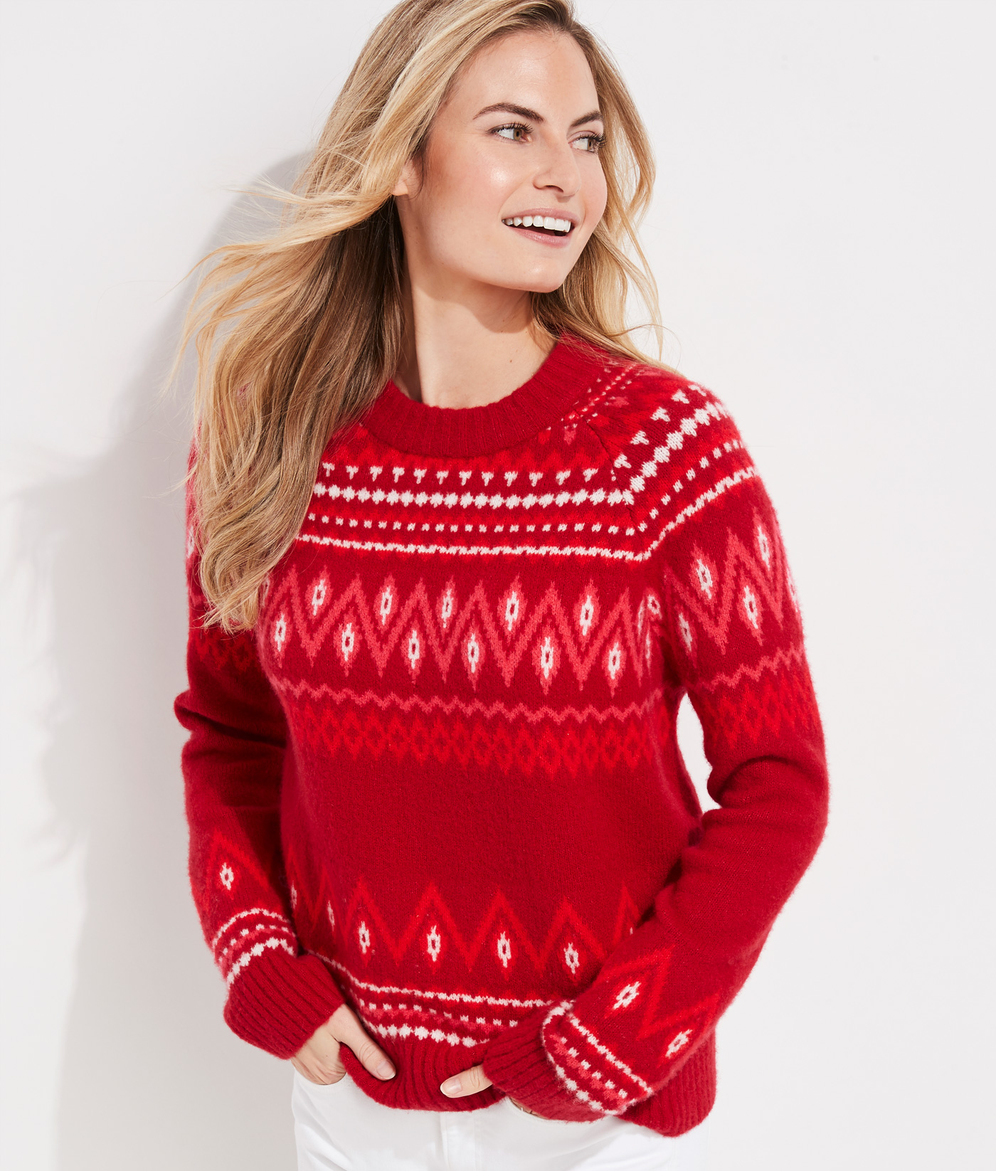 Shop Luxe Festive Fair Isle Crewneck Sweater at vineyard vines