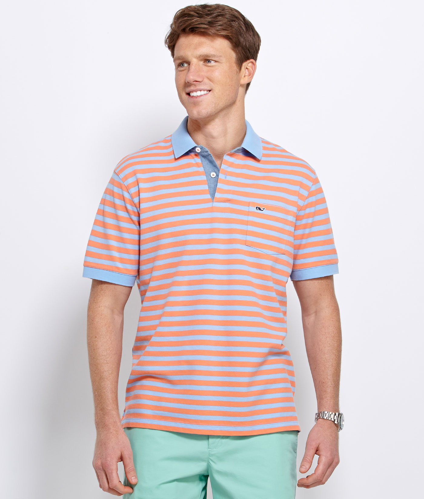 Mens Polo Shirts: Whale Stripe Polo Shirt for Men - Vineyard Vines