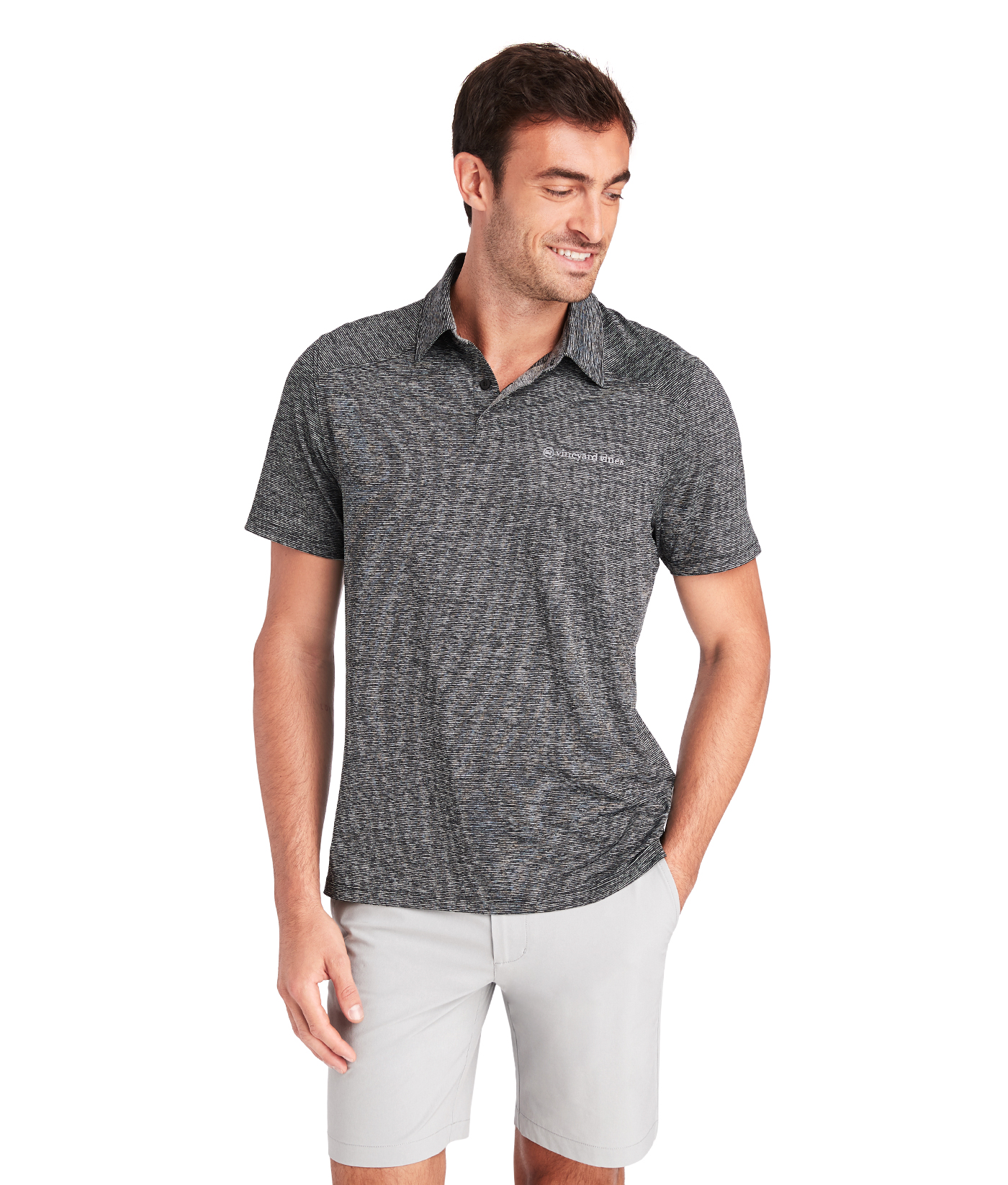 vineyard vines Men's Destin Stripe Sankaty Performance Polo, Blue Depth  Tejeda, Medium at  Men's Clothing store