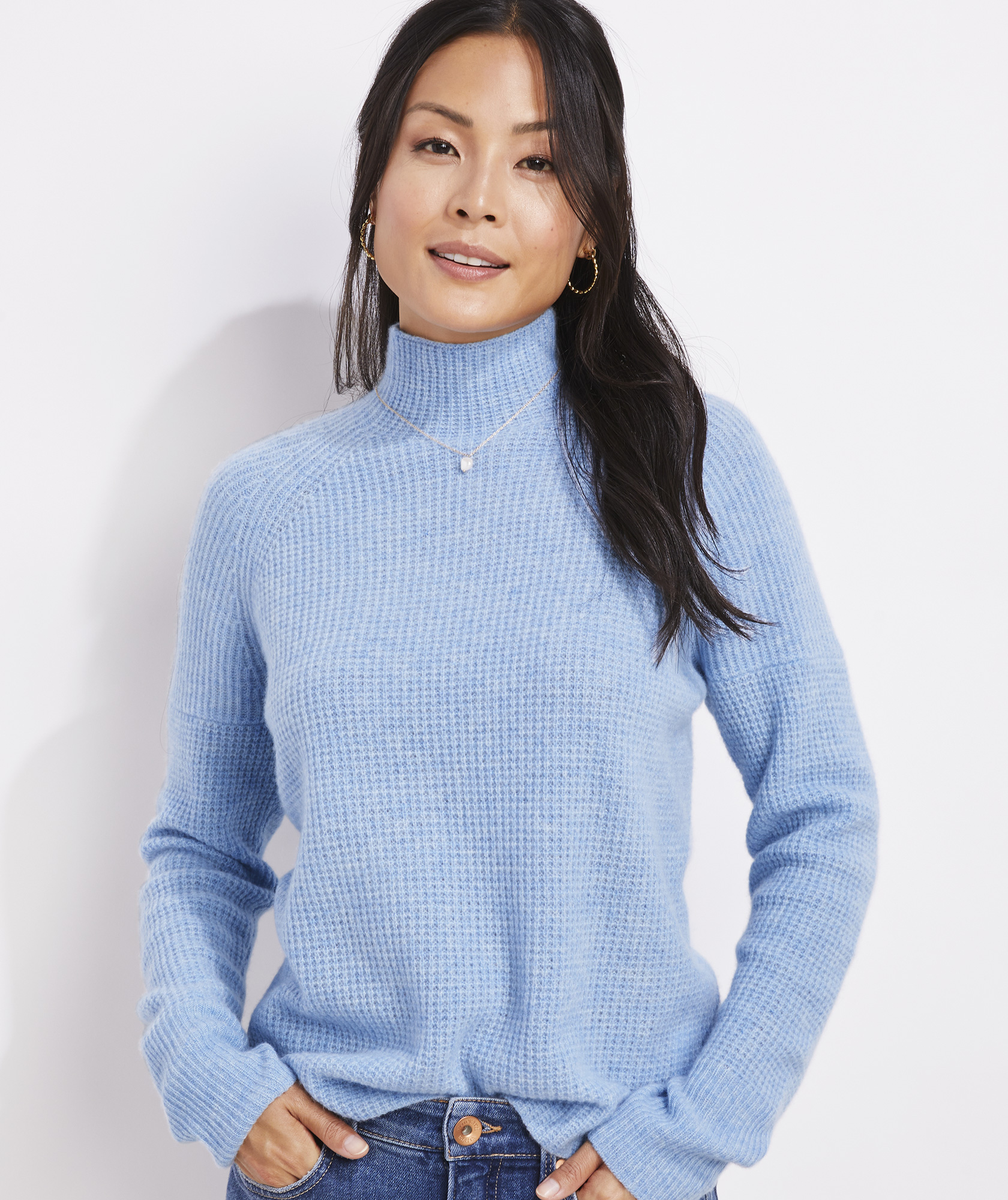 Shop Seaspun Cashmere Waffle-Knit Mockneck Sweater at vineyard vines