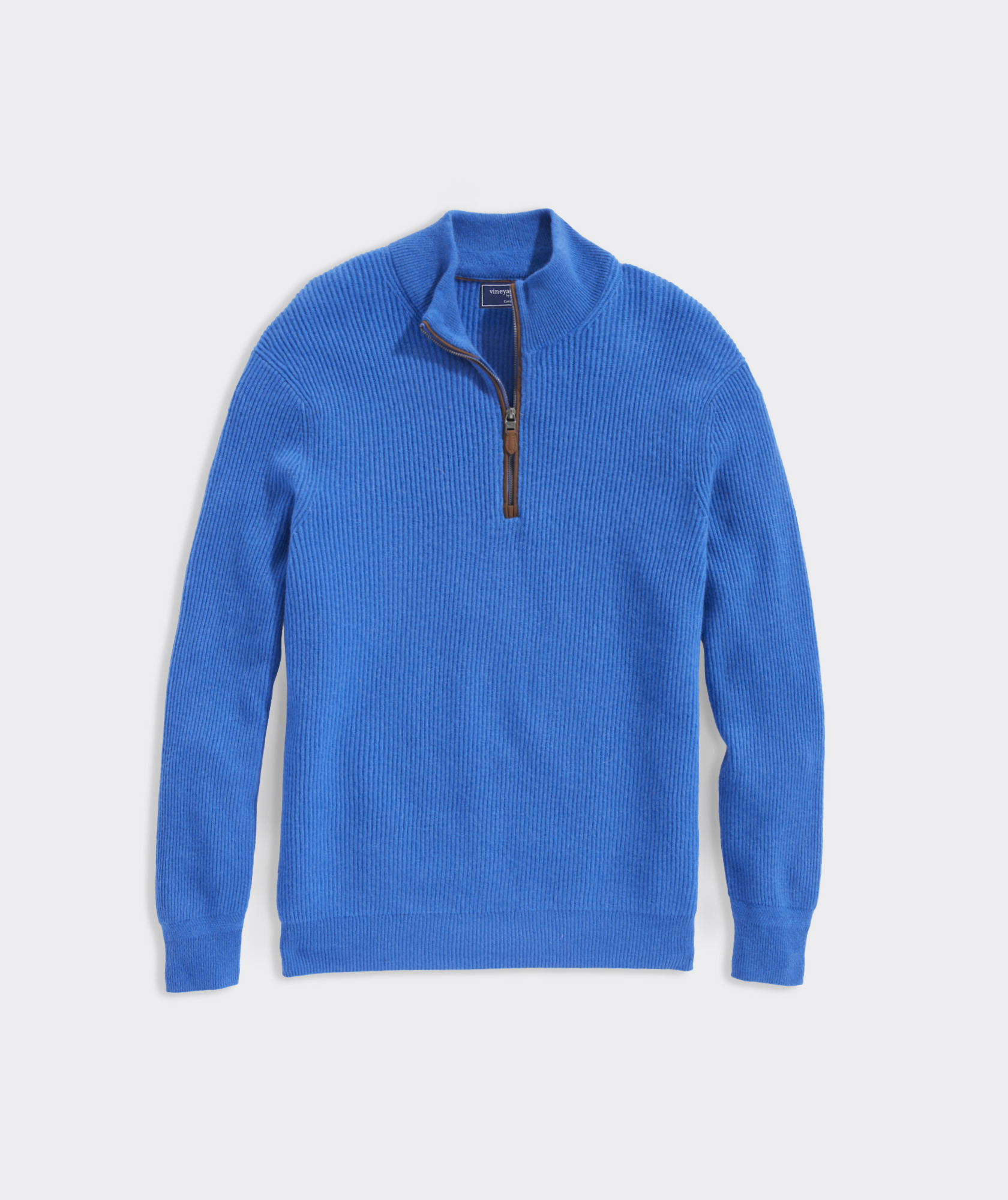 Cashmere Fisherman Rib Quarter-Zip Sweater - Hull Blue