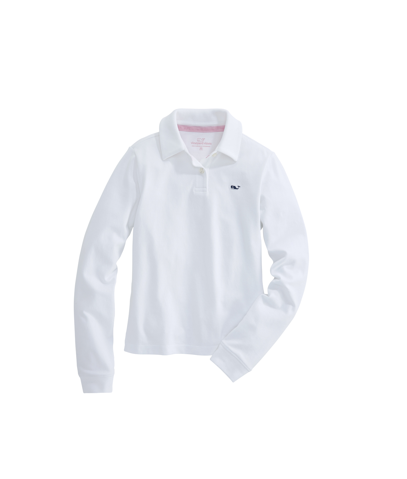 girls long sleeve white polo